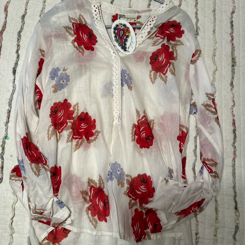 Magnolia Red and Purple Floral Blouse